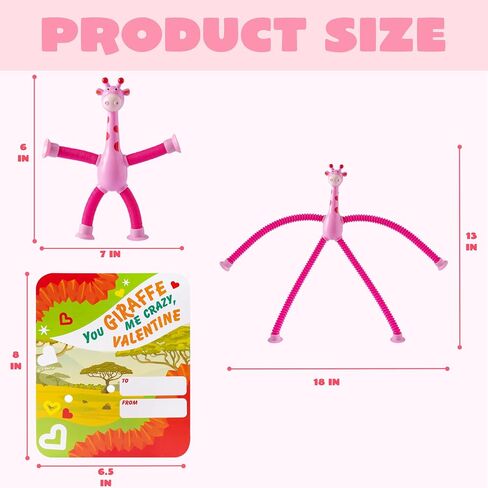 JOYIN 12 Packs Valentine's Day Telescopic Suction Pop Tube with Cards, Kids Toys Party Favors, Classroom Exchange Gift for Kids, Classroom Holiday Prizes in Saudi Arabia