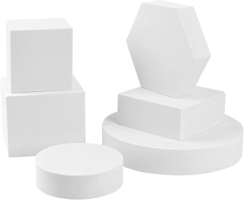 6 عبوات من مكعبات دعائم التصوير الفوتوغرافي للمنتج، مكعبات إسفنجية بيضاء صلبة بأشكال هندسية مكعبة للمجوهرات والمكياج والإكسسوارات والنمذجة والديكور in Kuwait
