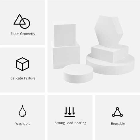 6 عبوات من مكعبات دعائم التصوير الفوتوغرافي للمنتج، مكعبات إسفنجية بيضاء صلبة بأشكال هندسية مكعبة للمجوهرات والمكياج والإكسسوارات والنمذجة والديكور in Kuwait