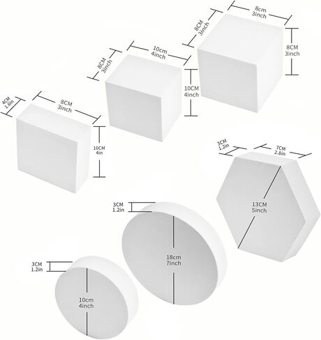 6 عبوات من مكعبات دعائم التصوير الفوتوغرافي للمنتج، مكعبات إسفنجية بيضاء صلبة بأشكال هندسية مكعبة للمجوهرات والمكياج والإكسسوارات والنمذجة والديكور in Kuwait