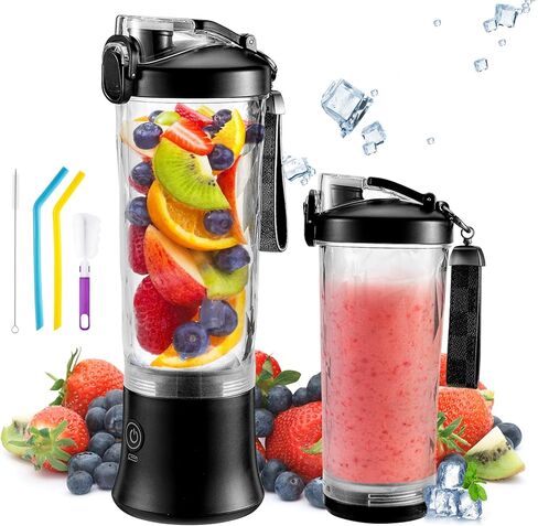 Welltop Portable Blender, 22oz Travel Blender Cup, 4000mah USB Rechargeable Mini Blender with 6 Blades, Personal Blender for Shakes and Smoothies, Juice Blenders Suit Home Travel Office Sports in Kuwait
