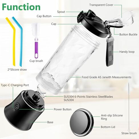 Welltop Portable Blender, 22oz Travel Blender Cup, 4000mah USB Rechargeable Mini Blender with 6 Blades, Personal Blender for Shakes and Smoothies, Juice Blenders Suit Home Travel Office Sports in Kuwait