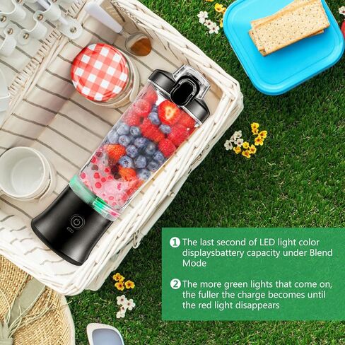 Welltop Portable Blender, 22oz Travel Blender Cup, 4000mah USB Rechargeable Mini Blender with 6 Blades, Personal Blender for Shakes and Smoothies, Juice Blenders Suit Home Travel Office Sports in Kuwait