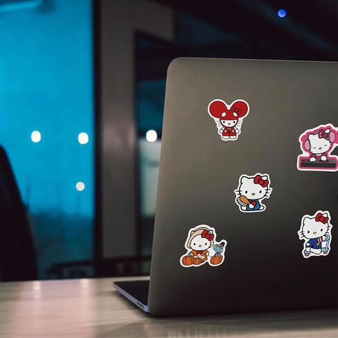 مجموعة ملصقات تشارمينغ كيتي - 50 قطعة، شارات فينيل مقاومة للماء للهواتف وزجاجات المياه والجيتار - تصميمات قطط لطيفة للأطفال والمراهقين والبالغين in Kuwait