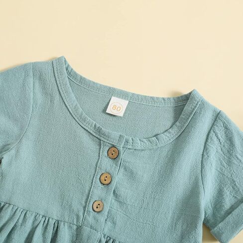 JLKGICF Toddler Baby Girl Dresses Ruffle Sleeve Solid Ribbed Casual Dress Cute Summer Sundress with Pocket for Girls in Kuwait