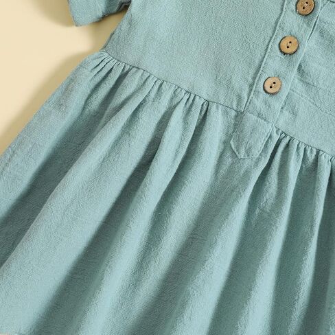 JLKGICF Toddler Baby Girl Dresses Ruffle Sleeve Solid Ribbed Casual Dress Cute Summer Sundress with Pocket for Girls in Kuwait