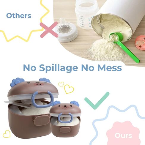 Baby Formula Dispenser, Portable Formula Container to go for Travel, BPA-Free Formula Storage Containers with Scoop and Leveler, Formula Container with Carry Handle for Outdoor (15 Ounce, Brown) in Kuwait