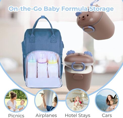 Baby Formula Dispenser, Portable Formula Container to go for Travel, BPA-Free Formula Storage Containers with Scoop and Leveler, Formula Container with Carry Handle for Outdoor (15 Ounce, Brown) in Kuwait