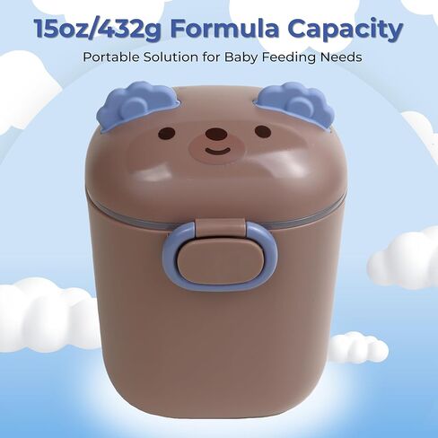 Baby Formula Dispenser, Portable Formula Container to go for Travel, BPA-Free Formula Storage Containers with Scoop and Leveler, Formula Container with Carry Handle for Outdoor (15 Ounce, Brown) in Kuwait