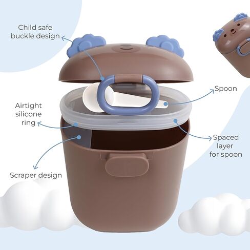 Baby Formula Dispenser, Portable Formula Container to go for Travel, BPA-Free Formula Storage Containers with Scoop and Leveler, Formula Container with Carry Handle for Outdoor (15 Ounce, Brown) in Kuwait