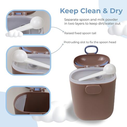 Baby Formula Dispenser, Portable Formula Container to go for Travel, BPA-Free Formula Storage Containers with Scoop and Leveler, Formula Container with Carry Handle for Outdoor (15 Ounce, Brown) in Kuwait