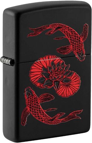 Zippo Lighter: Red Koi Fish - Black Matte 49922 in Saudi Arabia