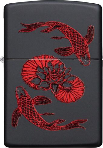 Zippo Lighter: Red Koi Fish - Black Matte 49922 in Saudi Arabia