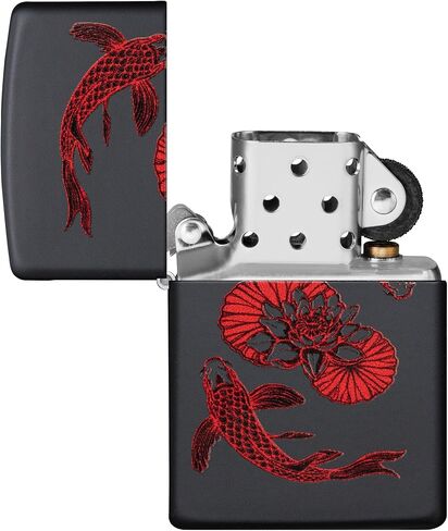 Zippo Lighter: Red Koi Fish - Black Matte 49922 in Saudi Arabia