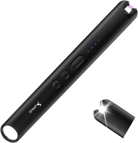 SUPRUS Candle Lighter with LED Torch Arc Windproof Flameless Lighter USB Rechargeable Lighter with LED Battery Display for Candle, Fireworks, BBQ, Kitchen, Grill (Black) in Kuwait