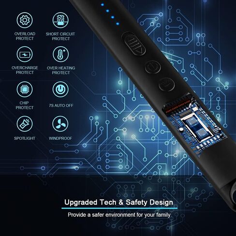 SUPRUS Candle Lighter with LED Torch Arc Windproof Flameless Lighter USB Rechargeable Lighter with LED Battery Display for Candle, Fireworks, BBQ, Kitchen, Grill (Black) in Kuwait