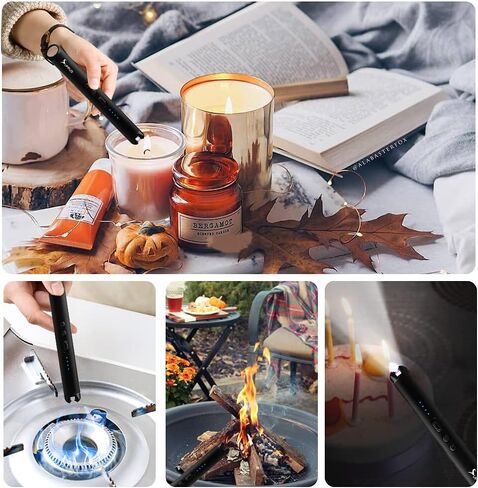 SUPRUS Candle Lighter with LED Torch Arc Windproof Flameless Lighter USB Rechargeable Lighter with LED Battery Display for Candle, Fireworks, BBQ, Kitchen, Grill (Black) in Kuwait