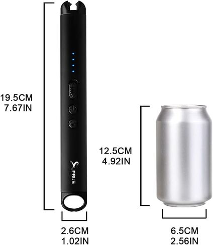 SUPRUS Candle Lighter with LED Torch Arc Windproof Flameless Lighter USB Rechargeable Lighter with LED Battery Display for Candle, Fireworks, BBQ, Kitchen, Grill (Black) in Kuwait