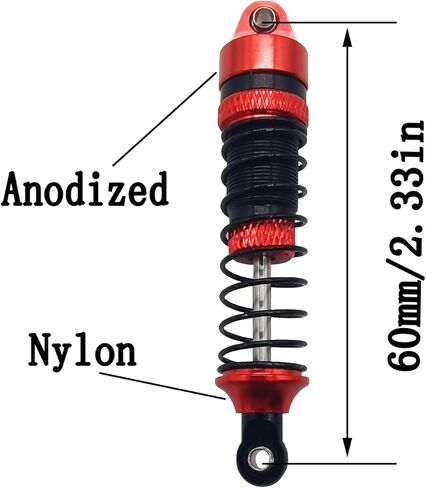 BingHFobbyHuo 59 مم صدمات ألومنيوم ممتصة للصدمات ممتص للصدمات من أجل TRX4M 1/18 RC ترقية الزاحف مجمعة (أحمر) in Kuwait