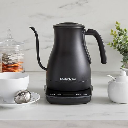 غلاية كهربائية من Chef'sChoice مصنوعة من الفولاذ المقاوم للصدأ بقدرة 1200 واط مع خاصية الإغلاق التلقائي والحماية من الغليان الجاف، سعة 1 لتر، باللون الأسود in Kuwait