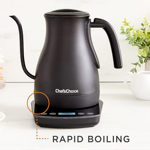 غلاية كهربائية من Chef'sChoice مصنوعة من الفولاذ المقاوم للصدأ بقدرة 1200 واط مع خاصية الإغلاق التلقائي والحماية من الغليان الجاف، سعة 1 لتر، باللون الأسود in Kuwait