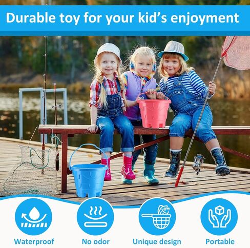 8 Pcs Kids Fishing Net Bucket Set Include 4 Pcs Telescopic Fish Net 4 Pcs Plastic Bucket, Fish Net Butterfly Net Fishing Equipment Nets for Outdoor Catching Insect Crab Playing Tools in Saudi Arabia