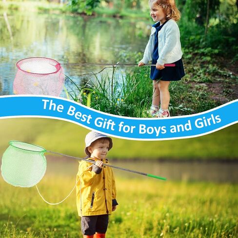 8 Pcs Kids Fishing Net Bucket Set Include 4 Pcs Telescopic Fish Net 4 Pcs Plastic Bucket, Fish Net Butterfly Net Fishing Equipment Nets for Outdoor Catching Insect Crab Playing Tools in Saudi Arabia