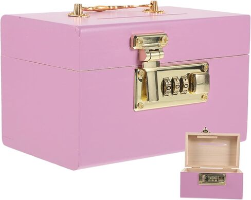 Wooden Piggy Bank Home Decor Wooden Piggy Bank Adult Piggy Bank Password Iron Pink Retro Decor Pirate Treasure Chests in Saudi Arabia