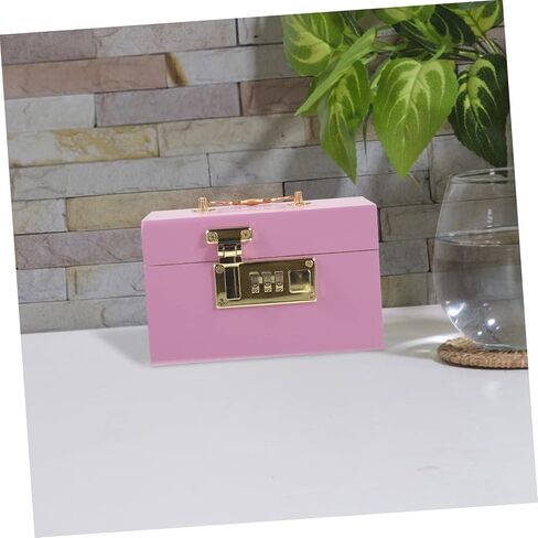 Wooden Piggy Bank Home Decor Wooden Piggy Bank Adult Piggy Bank Password Iron Pink Retro Decor Pirate Treasure Chests in Saudi Arabia