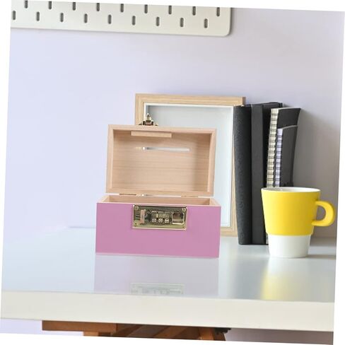 Wooden Piggy Bank Home Decor Wooden Piggy Bank Adult Piggy Bank Password Iron Pink Retro Decor Pirate Treasure Chests in Saudi Arabia
