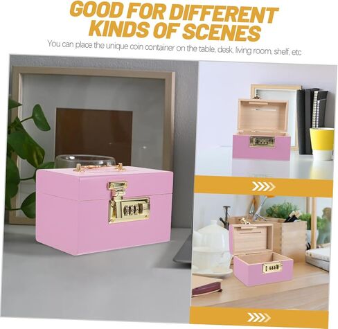 Wooden Piggy Bank Home Decor Wooden Piggy Bank Adult Piggy Bank Password Iron Pink Retro Decor Pirate Treasure Chests in Saudi Arabia