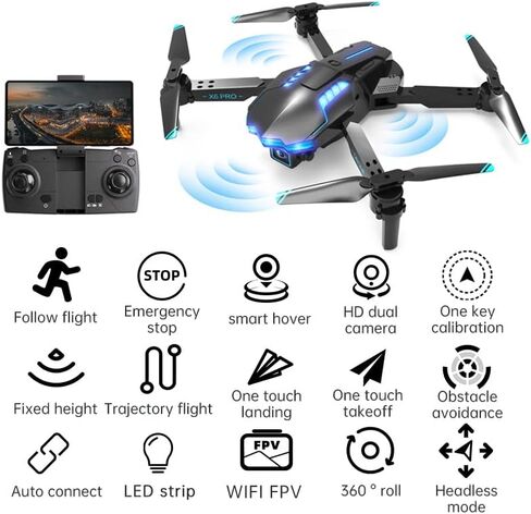 طائرة بدون طيار مع كاميرا 1080 بكسل للأطفال والكبار، طائرة بدون طيار RC كوادكوبتر قابلة للطي FPV للمبتدئين، هدايا ألعاب للأولاد والبنات in Kuwait