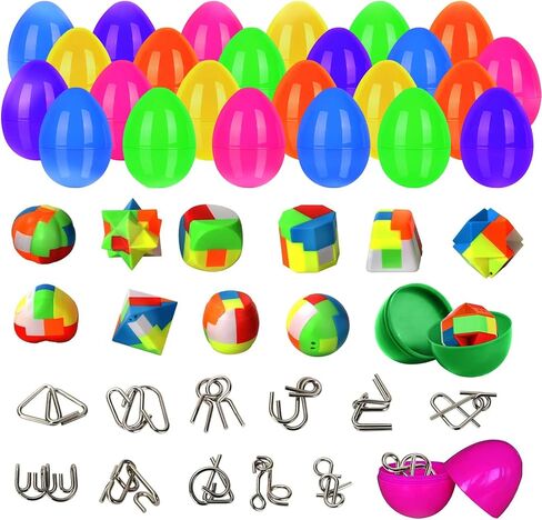 بيض عيد الفصح مملوء بتحفيز الدماغ من الداخل - 24 حزمة من ألعاب ألغاز الأسلاك المعدنية للمراهقين والبالغين والأطفال الأكبر سنًا، وأفكار حشو سلة عيد الفصح، وهدايا جائزة الفصل الدراسي في مدرسة عيد الفصح، وألعاب صيد بيض عيد الفصح in Kuwait