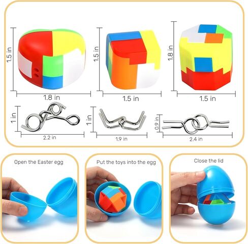بيض عيد الفصح مملوء بتحفيز الدماغ من الداخل - 24 حزمة من ألعاب ألغاز الأسلاك المعدنية للمراهقين والبالغين والأطفال الأكبر سنًا، وأفكار حشو سلة عيد الفصح، وهدايا جائزة الفصل الدراسي في مدرسة عيد الفصح، وألعاب صيد بيض عيد الفصح in Kuwait