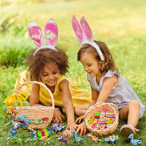 12 Pack Toy Filled Easter Eggs, Prefilled Easter Eggs with Dinosaur Building Blocks Toys, Easter Eggs Dinosaur Toys Gifts for Kids Eggs Hunt Basket Stuffer in Saudi Arabia