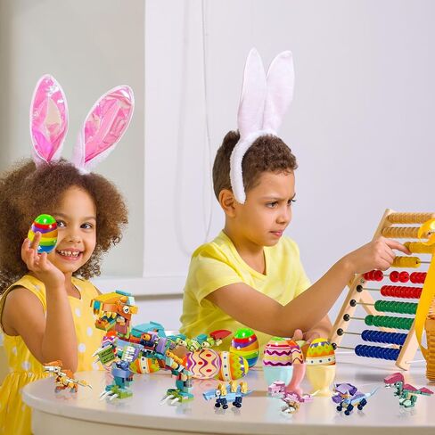 12 Pack Toy Filled Easter Eggs, Prefilled Easter Eggs with Dinosaur Building Blocks Toys, Easter Eggs Dinosaur Toys Gifts for Kids Eggs Hunt Basket Stuffer in Saudi Arabia