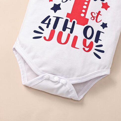 CETEPY My 1st 4th of July ملابس بناتي حديثي الولادة رومبير مكشكش + سروال فستان مع عصابة رأس مجموعة ملابس الرضع 0-18 شهرًا in Kuwait