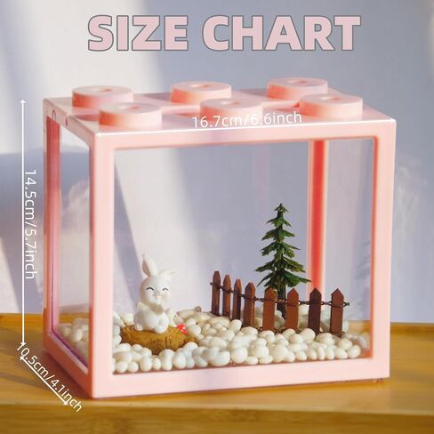 Small Betta Fish Tank, Stackable Mini Aquarium Tank Kit with Aquarium Gravel & Forest Micro Landscape, 0.6 Gallon Acrylic Cube Fish Bowl for Sea Monkeys Shrimp Snails (Clear) in Saudi Arabia