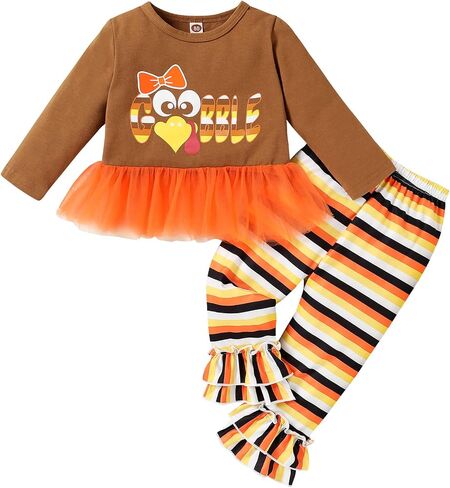 YOUNGER TREE Toddler Baby Girl Easter Outfits Bunny Print Short Sleeve T-shirt Tops Flared Rabbit Pants Summer Clothes 1-6Y in Saudi Arabia