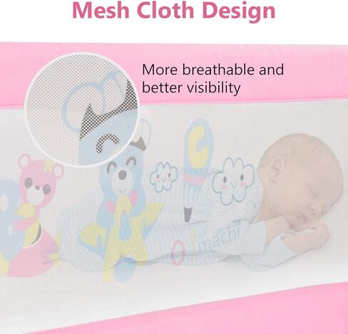 قضبان سرير للأطفال الصغار من BABY JOY، طول إضافي 69 بوصة مع أشرطة أمان، واقي سرير آمن متأرجح للأسفل لسرير قابل للتحويل، حاجز سرير أطفال قابل للطي للأطفال، مرتبة مزدوجة كاملة الحجم بحجم كوين وكينج (وردي) in Kuwait