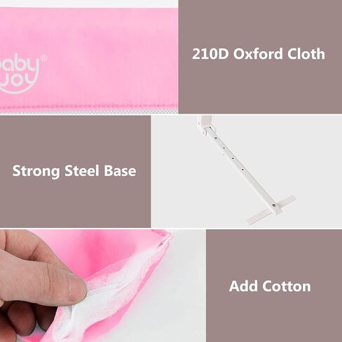 قضبان سرير للأطفال الصغار من BABY JOY، طول إضافي 69 بوصة مع أشرطة أمان، واقي سرير آمن متأرجح للأسفل لسرير قابل للتحويل، حاجز سرير أطفال قابل للطي للأطفال، مرتبة مزدوجة كاملة الحجم بحجم كوين وكينج (وردي) in Kuwait