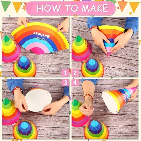 ADJOY 12 Pack Birthday Party Cone Hats, Birthday Paper Hats for Kids and Adults, Bulk Set in 12 Colors in Kuwait