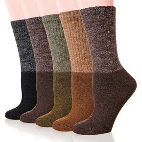 Velice Wool Socks for Women Merino Wool Boot Hiking Thick Thermal Warm Socks Winter Crew Cushion Cozy Work Socks 5 Pairs