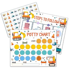 Pink Glitter Potty Training Sticker Chart, 20 Potty Charts with 432 Round Stickers & 1 Instruction Sheet, Potty Reward Sticker Chart for Toddlers Girls - B22