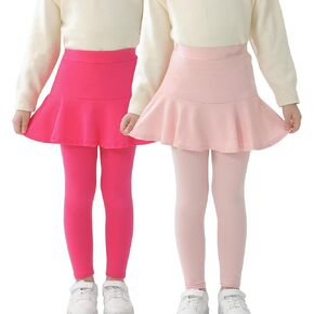 Trendy Girls' Leggings with Skirt - 2 Pack of Cotton Ruffle Skirt Pants for Kids for 3-10Years
