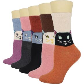YZKKE 5Pack Womens Warm Wool Soft Cozy Crew Socks for Fall Winter Christmas Gifts Size 5-9