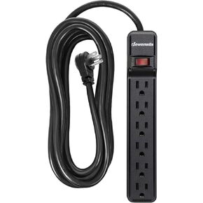 DEWENWILS 2-Pack Power Strip Surge Protector,25 Ft Extra Long Extension Cord, Low Profile Flat Plug,15 Amp Circuit Breaker, 500 Joules, Wall Mount, Black, UL Listed