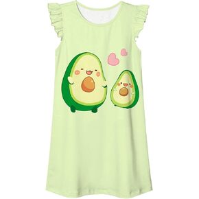uideazone Girls Nightgowns Flutter Sleeve Pajamas Dress 3D Printed Princess Nightdress Size 5-12