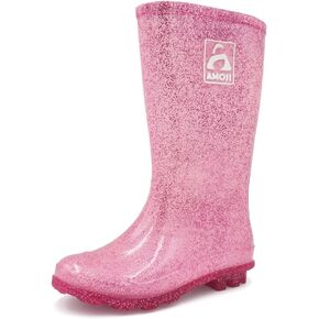Amoji Gril Glitter Easy On Rain Boots Rubber Waterproof Boots (Little Kid/Big Kid)