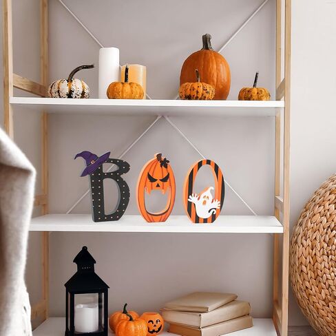 علامة BOO لتزيين طاولة الهالوين في الأماكن المغلقة، علامات JOY لتزيين طاولة عيد الميلاد، مجموعة من 3 قطع من الخشب الرجعية لعيد الميلاد المنزلي، مجموعة من 3 قطع in Kuwait